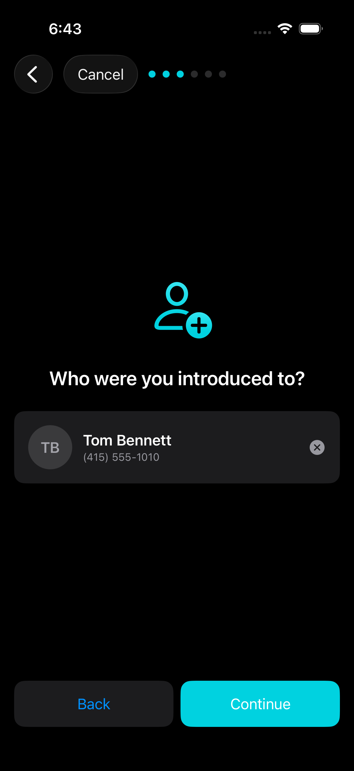 Who were you introduced to? — contact selected