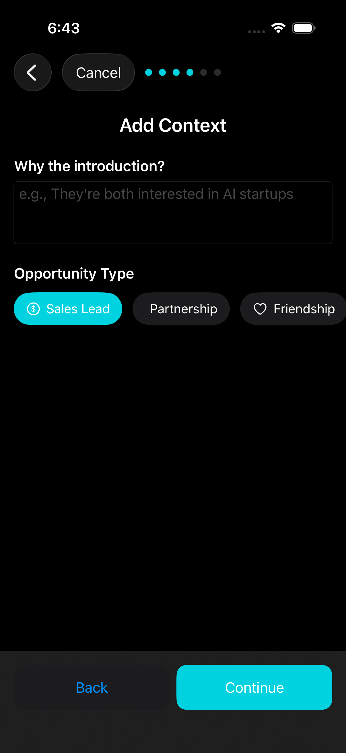 Referral context with opportunity type