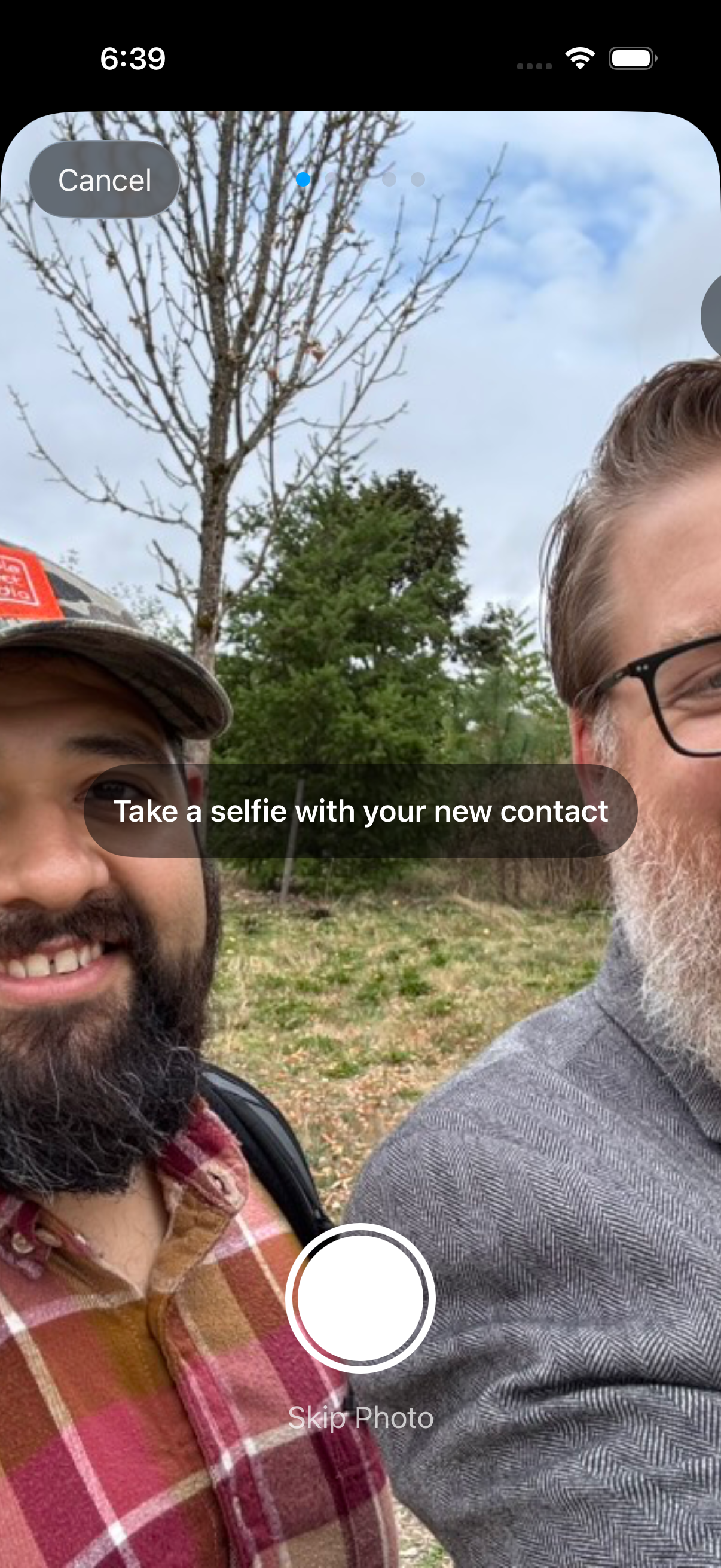 Nexus Contacts selfie capture screen