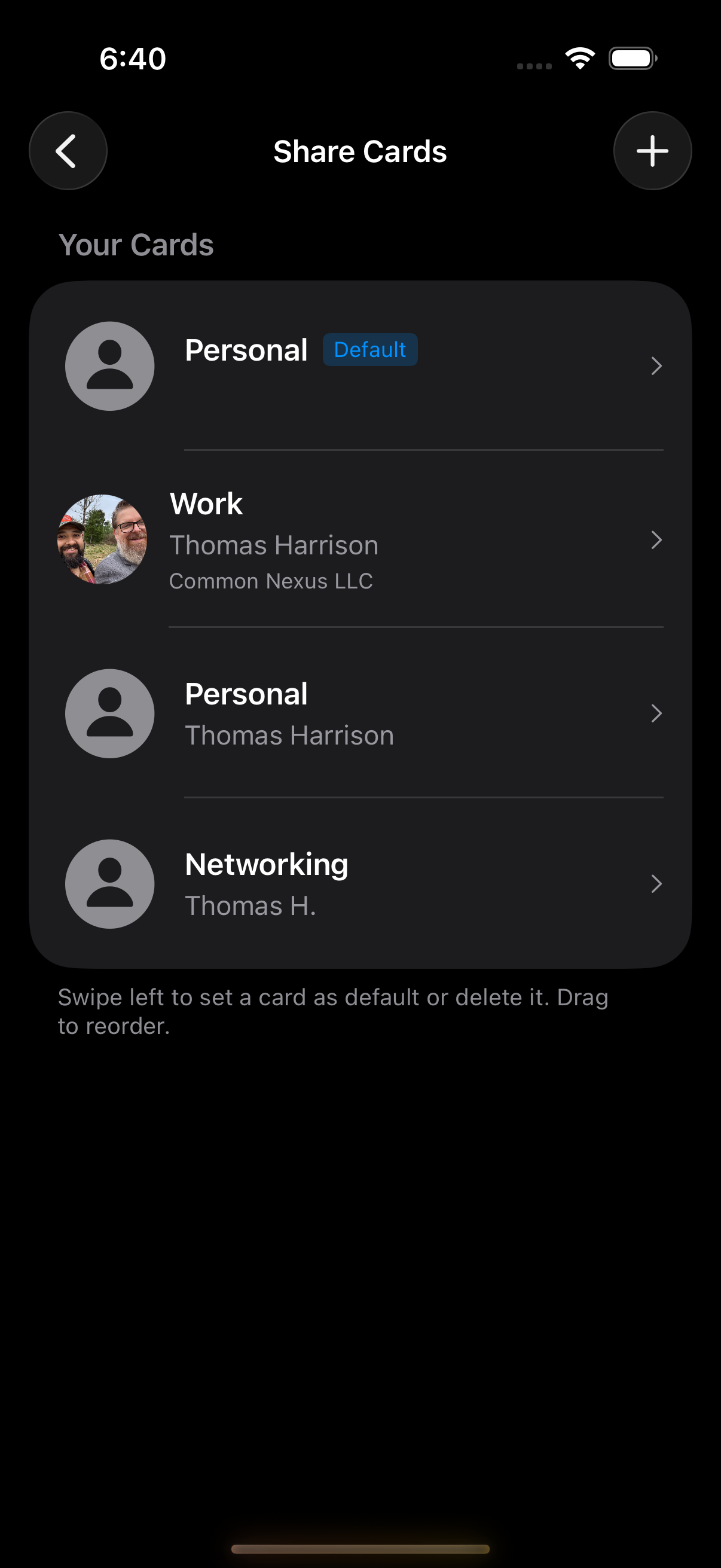 List of ShareCard personas