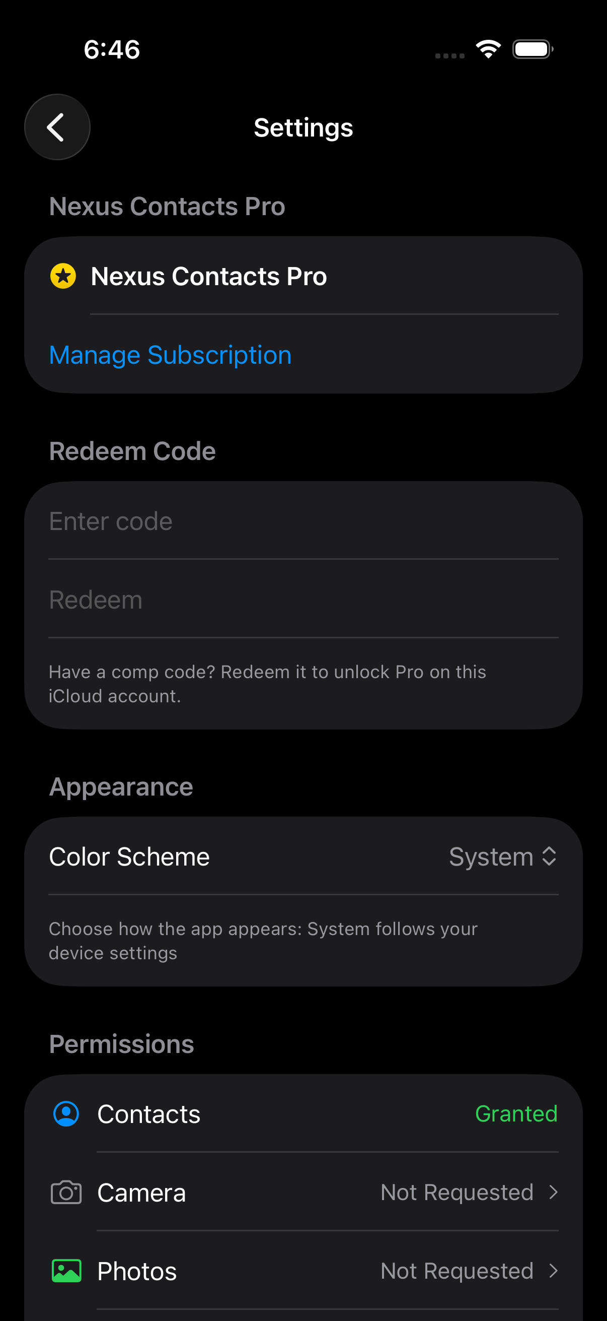 App settings and preferences