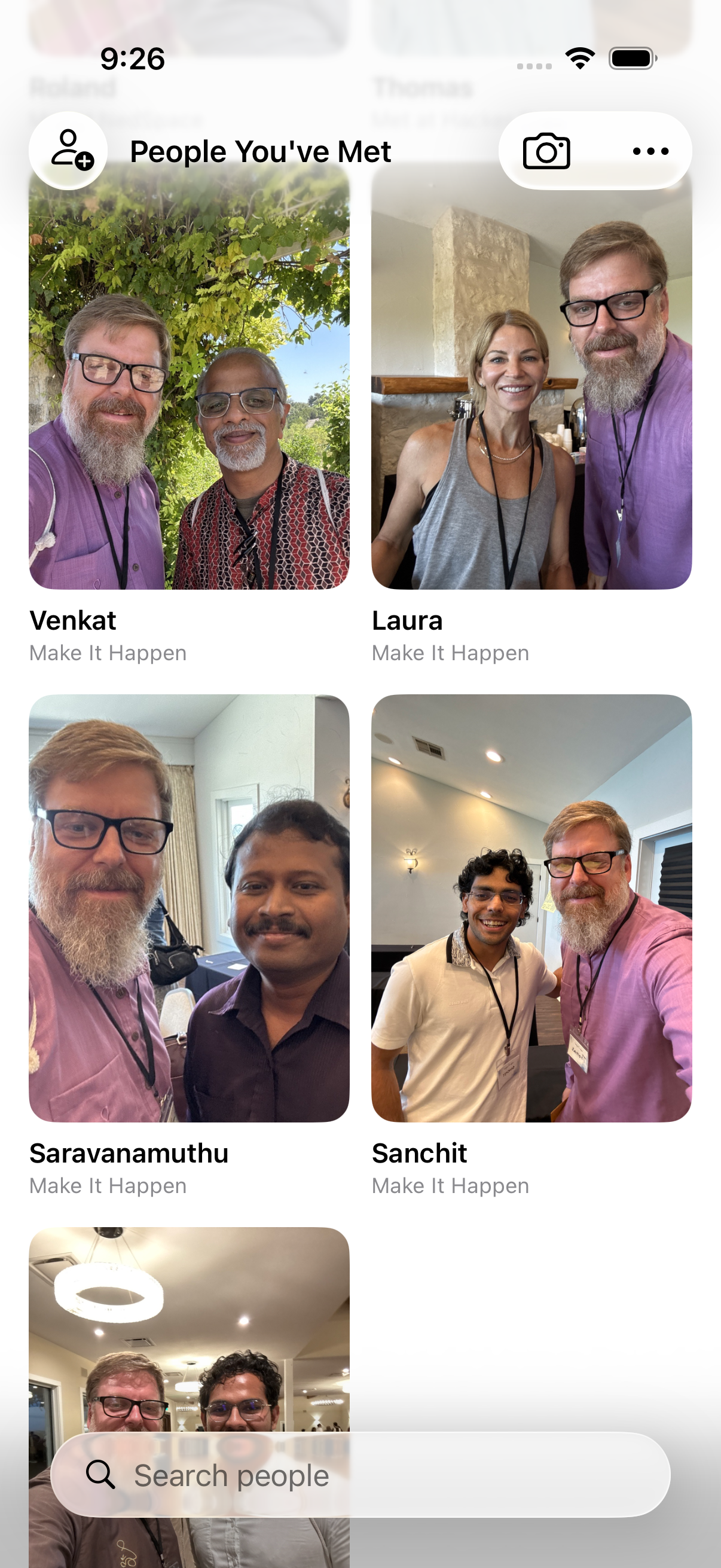 The People You've Met grid — the faces you tap into