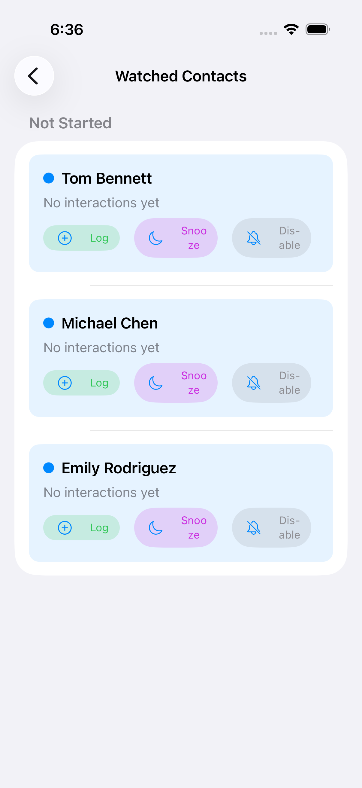 Watched contacts with drift detection