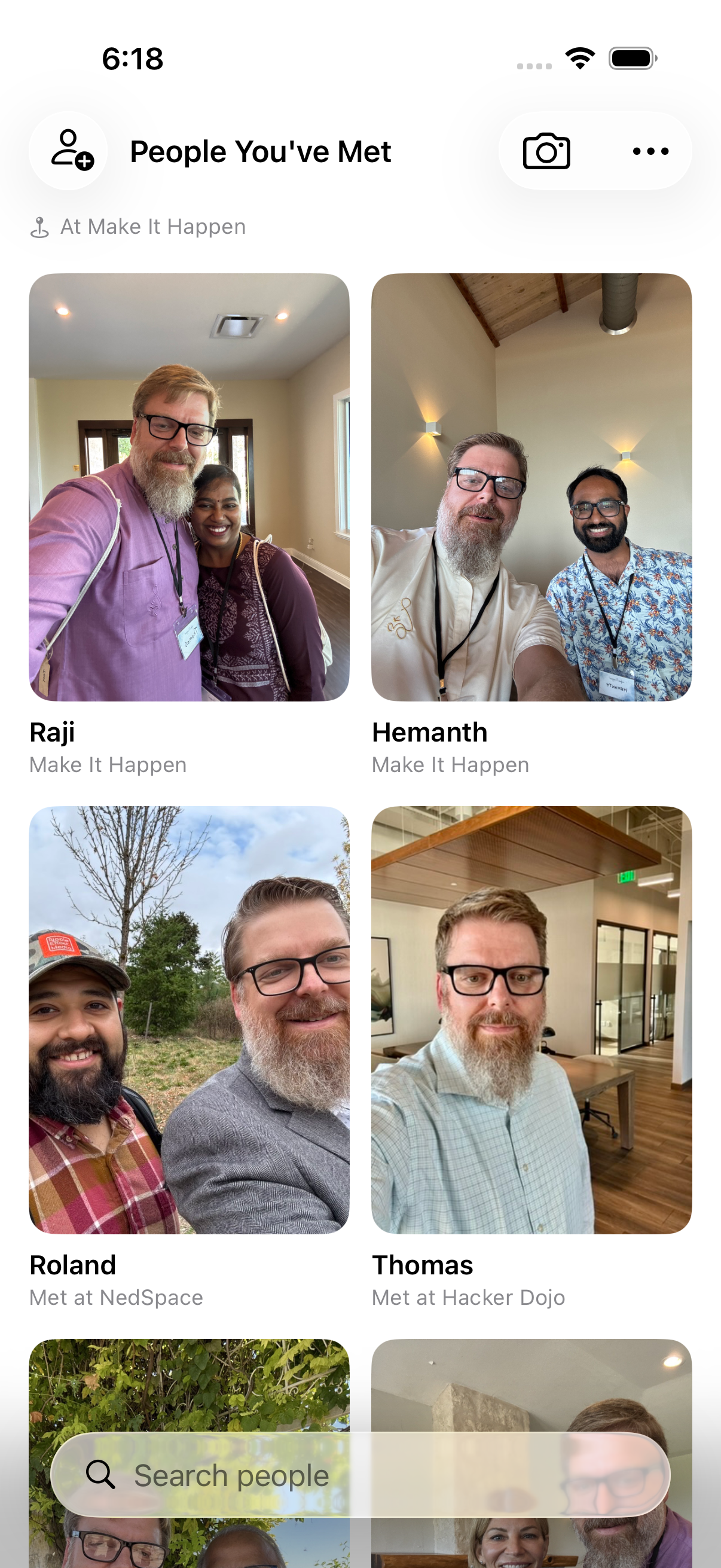 The wall while an event is running — everyone you capture now belongs to it.