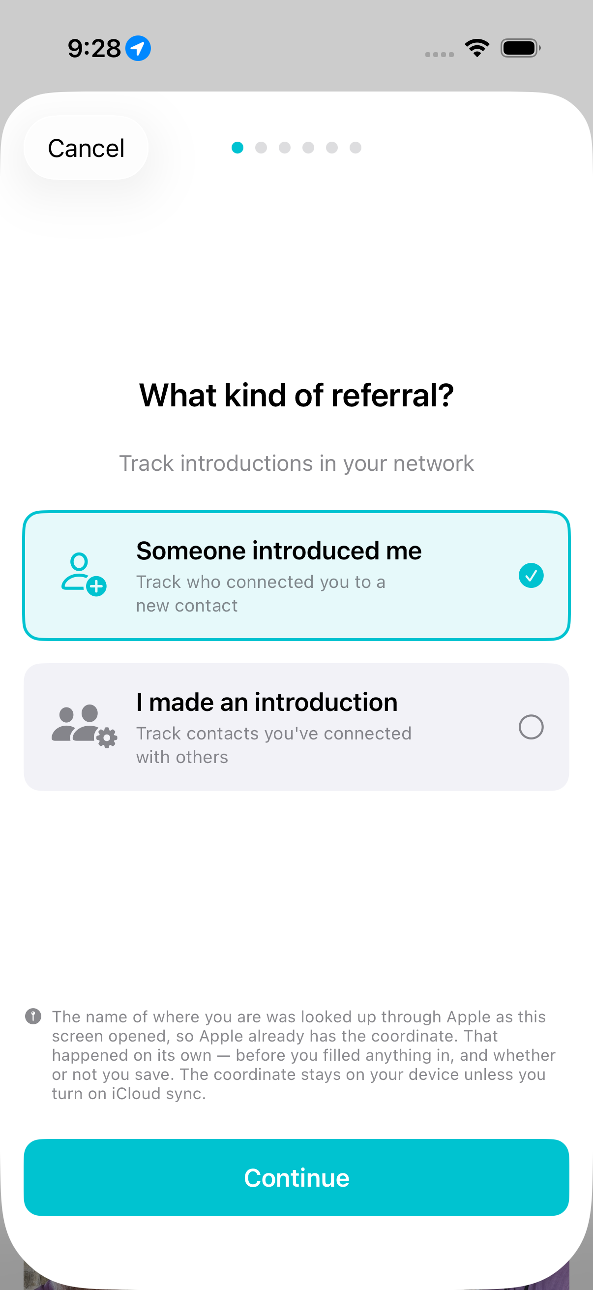 Record an introduction — either direction