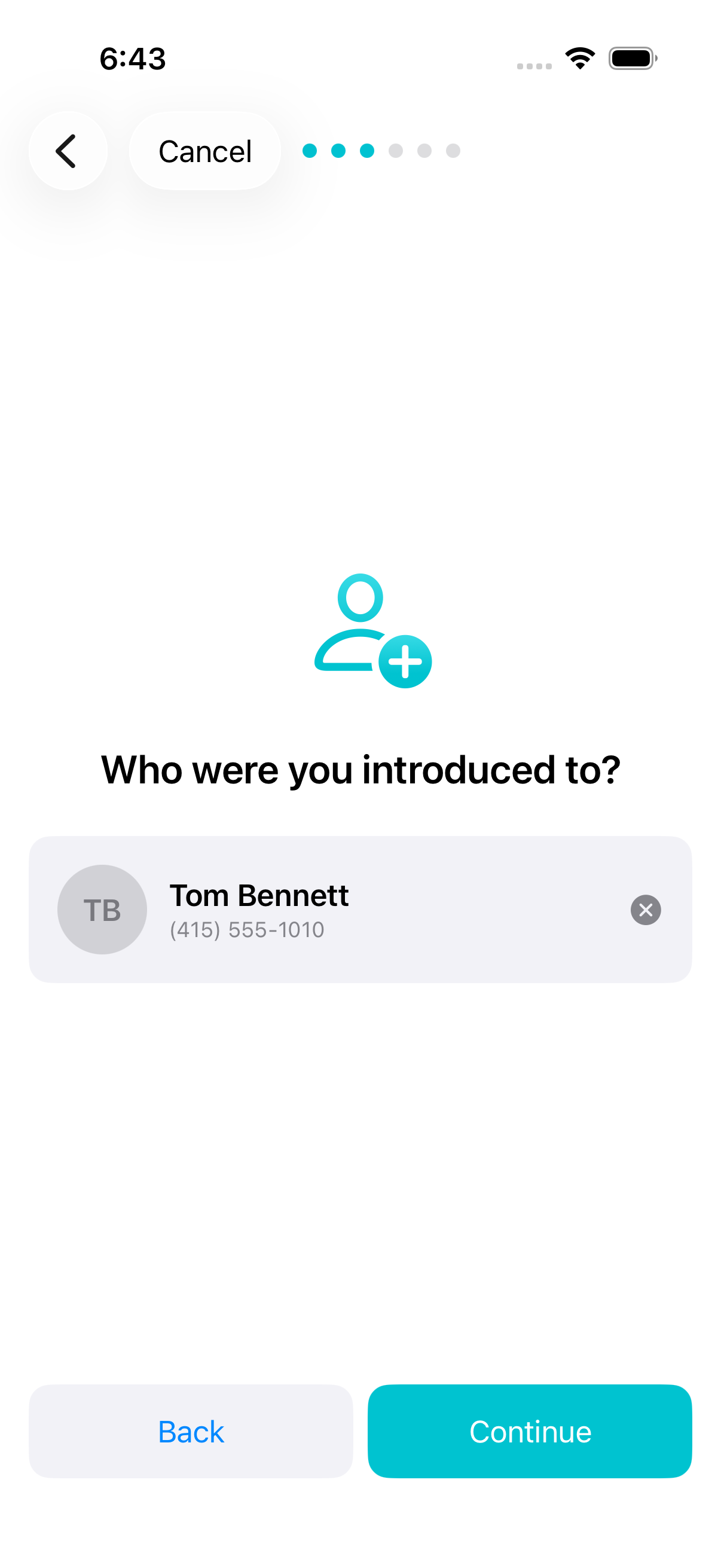 Who were you introduced to? — contact selected