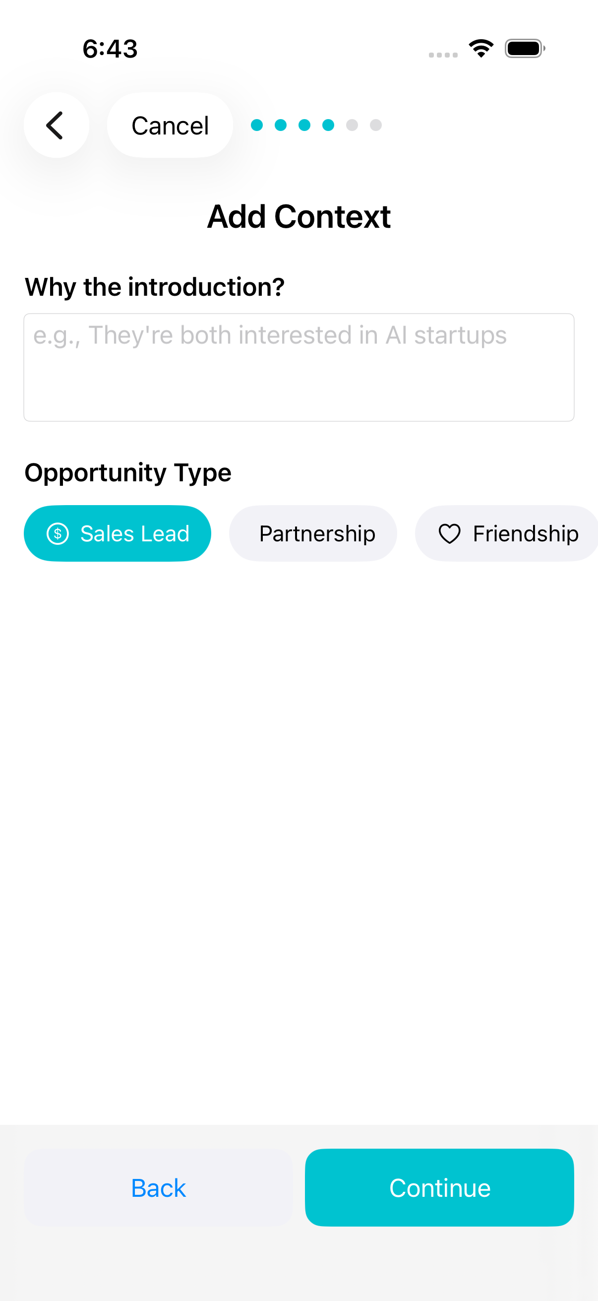 Referral context with opportunity type