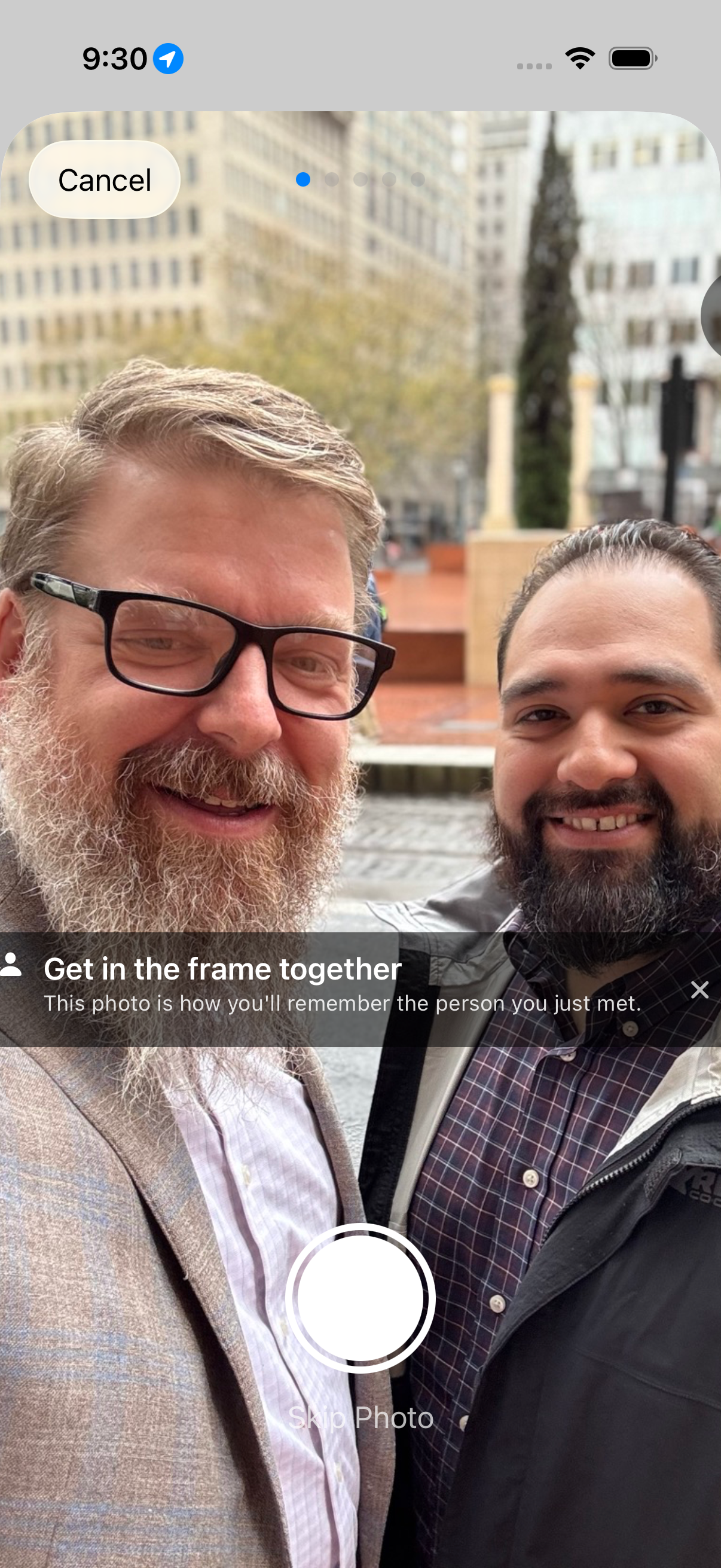 Take a selfie together. That's the capture.