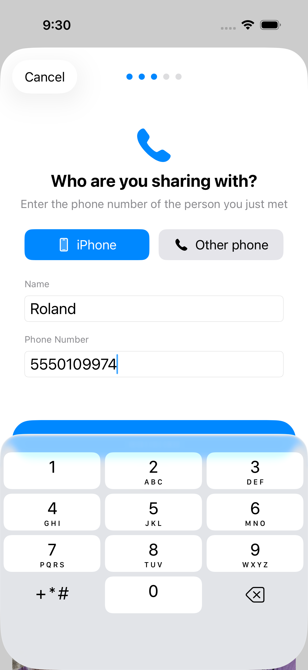 Saying where the photo goes — the number of the person you just met.