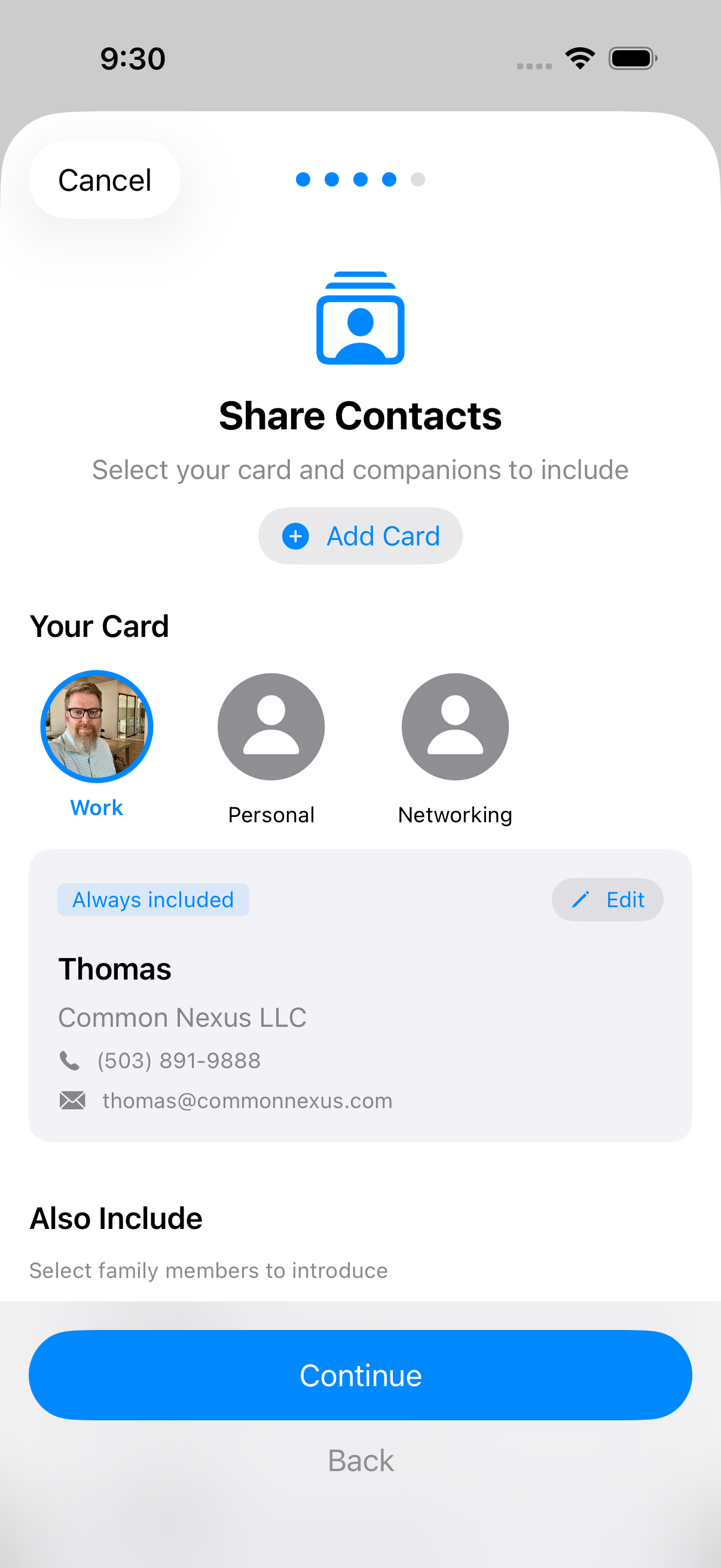 Choosing which of your cards goes with the photo.