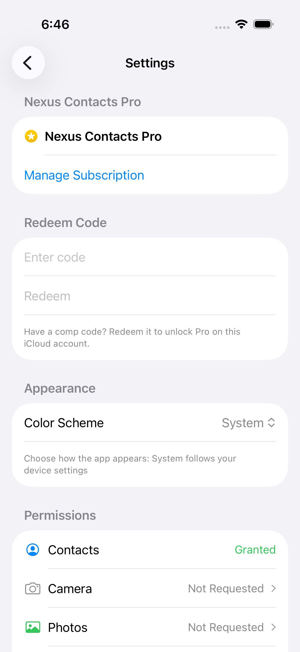 App settings and preferences
